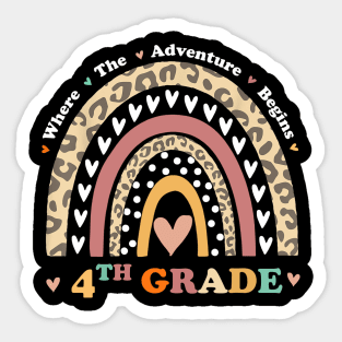 Back To School 4th Grade Where The Adventure Begins Rainbow Sticker